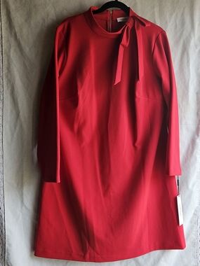 Calvin Klein Tie Neck Long Sleeve Shift Dress 16w